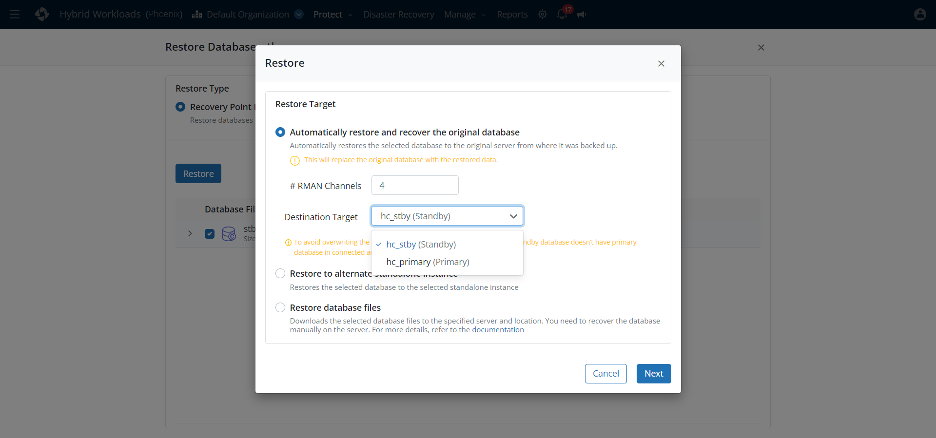 Oracle smart restore Druva