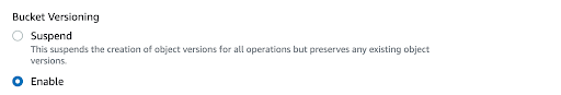 Enable bucket versioning