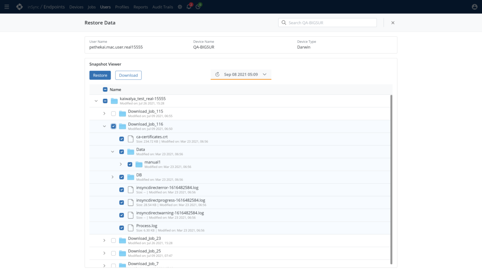 Restore data via curated recovery