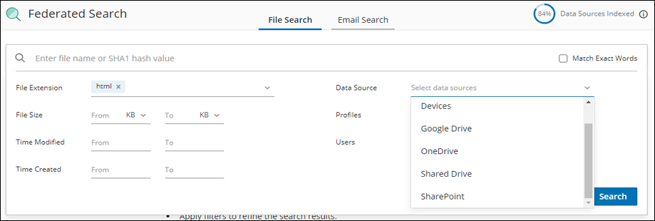 Federated Search for files