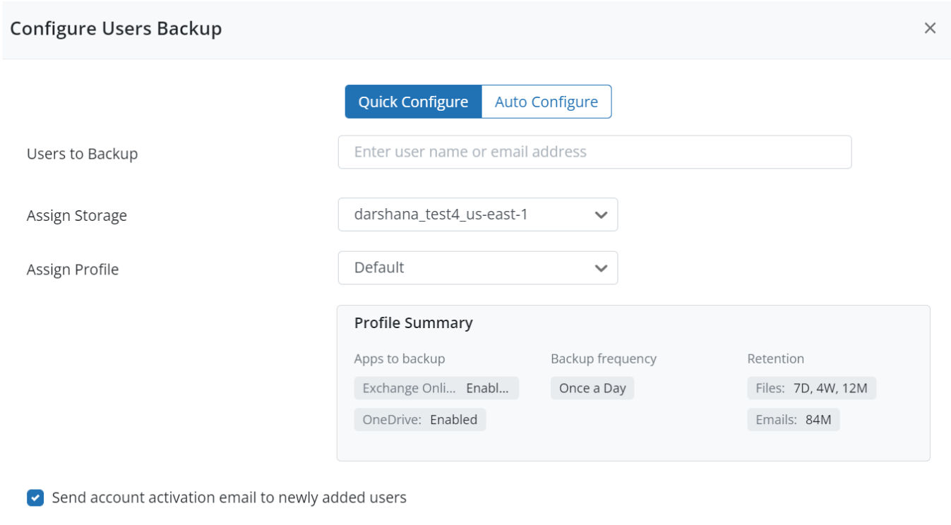 Simple set up of users from within the Druva console.