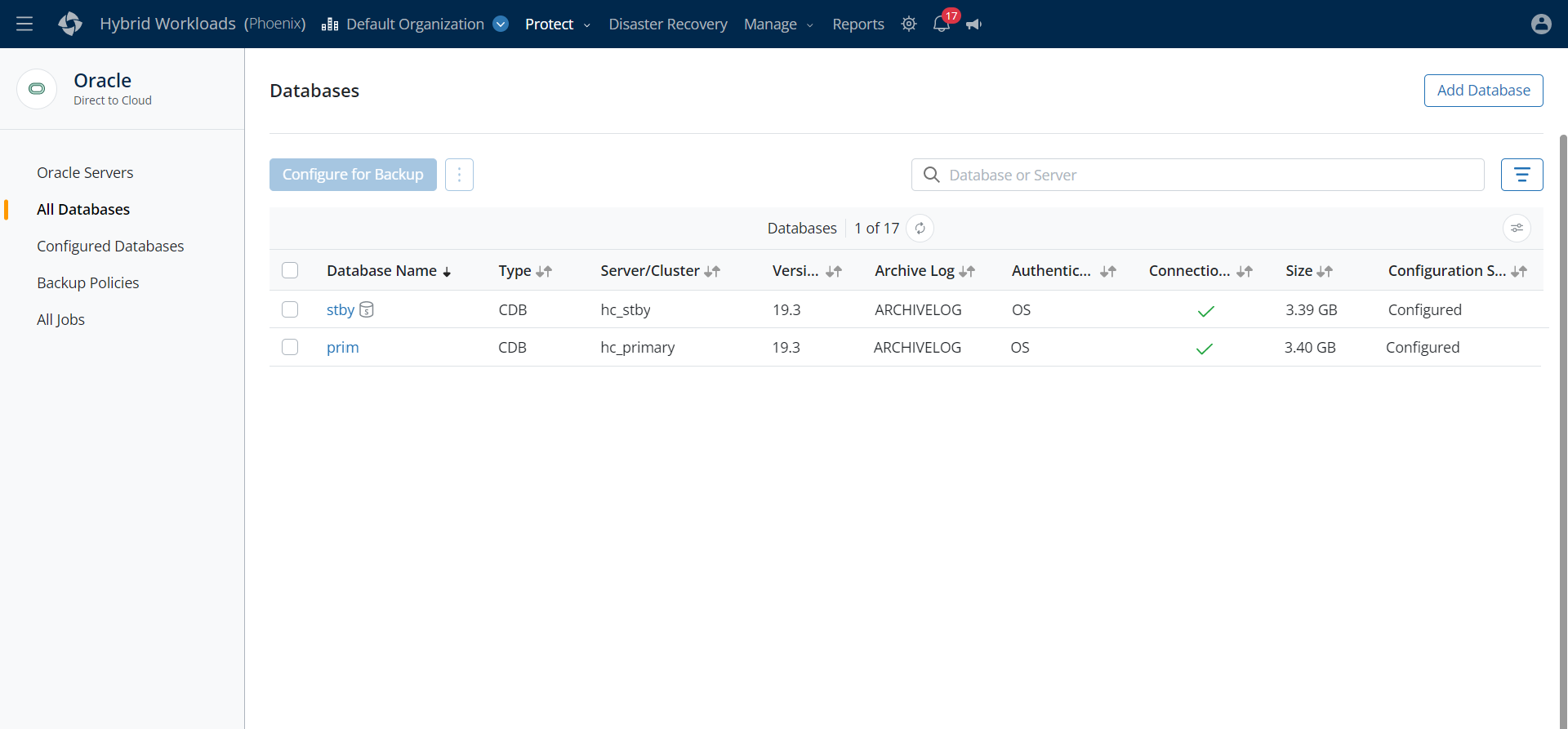 Oracle Intelligent Database Discovery Druva