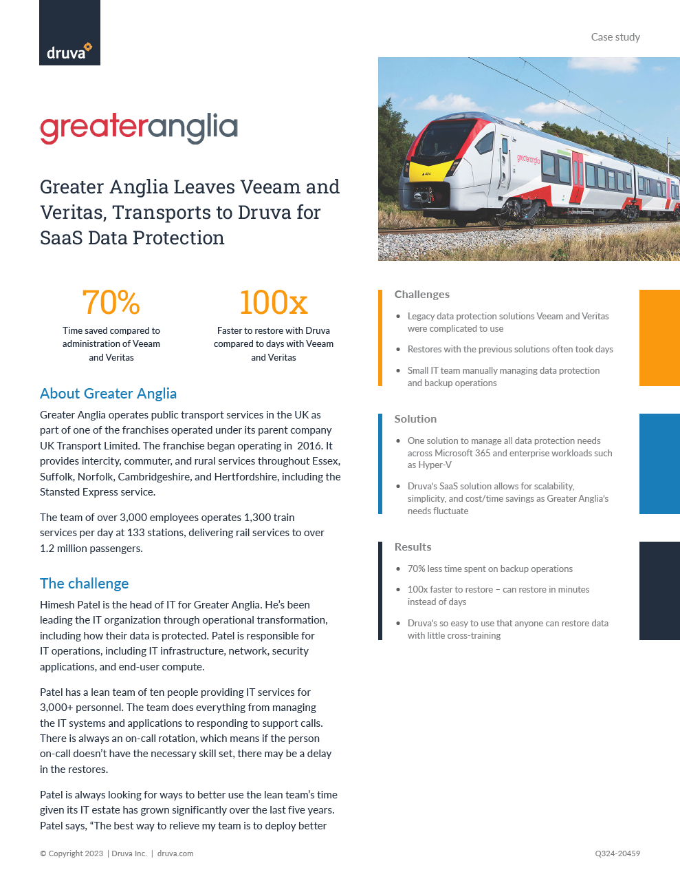 Greater Anglia Leaves Veeam and Veritas, Transports to Druva for SaaS Data Protection 